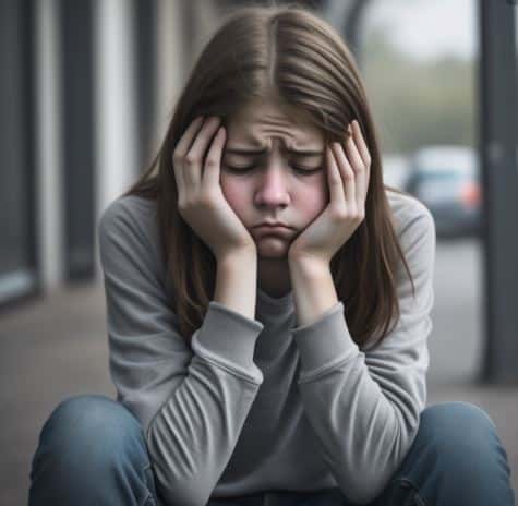 Young teenage girl sad and depressed.