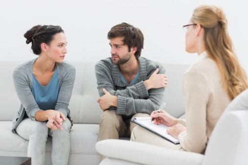 Couple going through divorce counseling